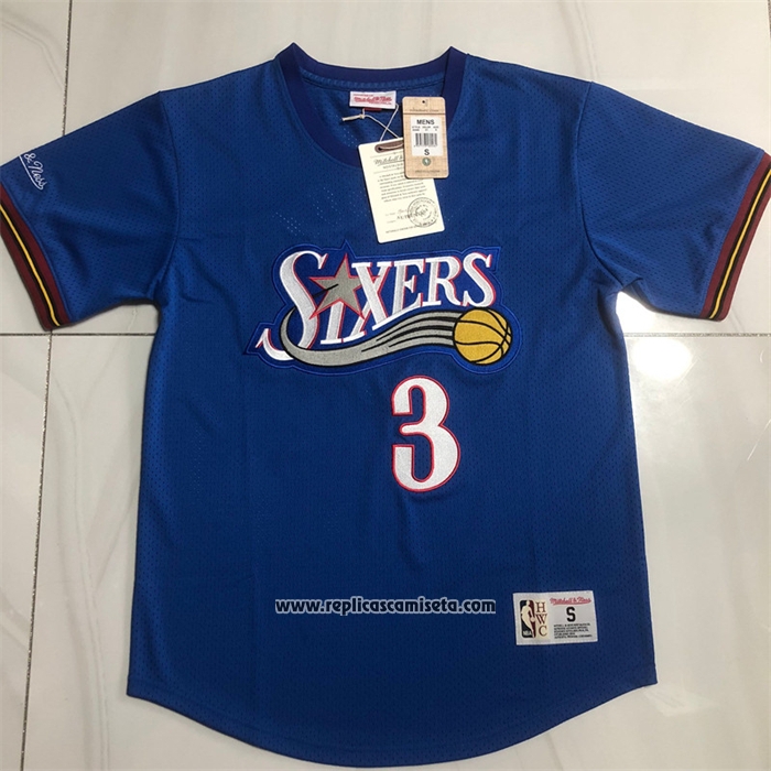 Camiseta Manga Corta Philadelphia 76ers Allen Iverson #3 Azul